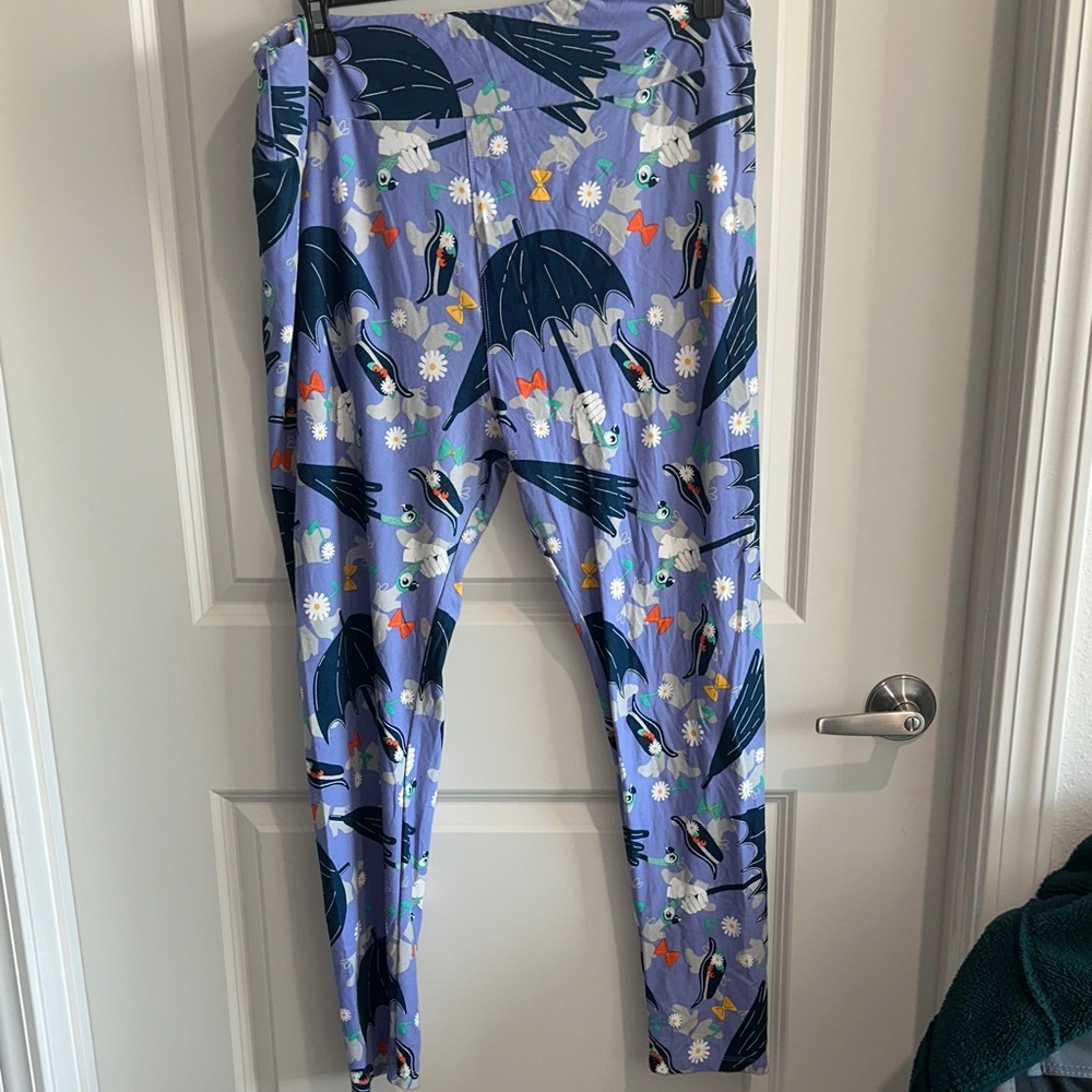 Floral Patterned Leggings - Blue Mary Poppins